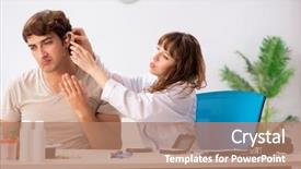  Presentation with hearing - Colorful presentation theme enhanced with medical otorhinolaryngology - patient with hearing problem visiting backdrop and a  colored foreground