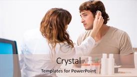  Presentation with patient and doctor - Beautiful PPT layouts featuring medical otorhinolaryngology - patient with hearing problem visiting backdrop and a lemonade colored foreground