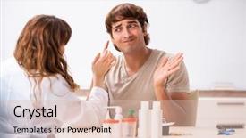  Presentation with hearing - Presentation with medical otorhinolaryngology - patient with hearing problem visiting background and a lemonade colored foreground