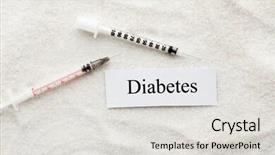  Presentation with diabetes - Cool new PPT layouts with medical pancreas - syringes and word diabetes backdrop and a light gray colored foreground