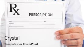  Presentation with prescription - PPT layouts enhanced with medical papers - doctor holding prescription paper background and a  colored foreground