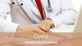  Presentation with medical desk - Slides enhanced with medical papers - male doctor working at desk background and a  colored foreground