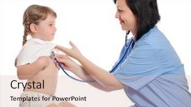  Presentation with pediatrie - Colorful presentation design enhanced with medical pediatrie - doctor listens by stethoscope little backdrop and a lemonade colored foreground
