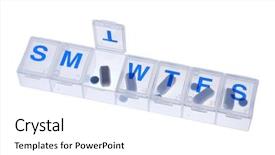  Presentation with coronavirus pill - Slides enhanced with medical perscription - daily pill container background and a  colored foreground