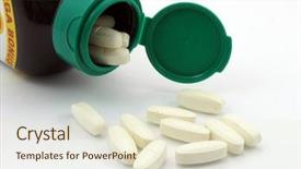  Presentation with spilling - Presentation theme with medical perscription - vitamin pills spilling background and a  colored foreground