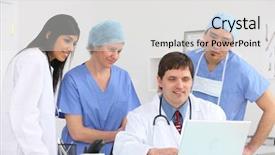  Presentation with medical laptop - Cool new presentation theme with medical personnel looking at laptop backdrop and a light gray colored foreground