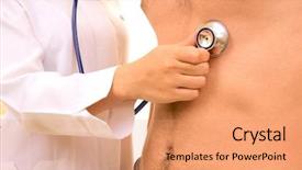  Presentation with asian doctor obese patient - PPT theme consisting of medical personnell - doctor listening patient through stethoscope background and a  colored foreground