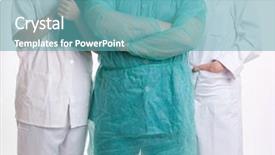  Presentation with healthcare at mass gatherings - Colorful presentation theme enhanced with medical personnell - group of healthcare professionals backdrop and a teal colored foreground