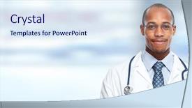  Presentation with physician - Audience pleasing theme consisting of medical physician doctor man backdrop and a sky blue colored foreground