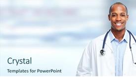  Presentation with physician - Slide set consisting of medical physician doctor man background and a cool aqua colored foreground