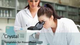  Presentation with laboratory - Presentation theme enhanced with physics physics - science students working background and a light blue colored foreground