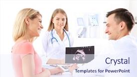  Presentation with baby ultrasound - Presentation design consisting of medical pictures - gynecology consultation doctor showing ultrasound background and a sky blue colored foreground