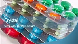  Presentation with medical pills - Colorful presentation enhanced with medical pills health care pharmaceutical backdrop and a ocean colored foreground