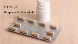  Presentation with medical pills - Theme with medical-pills-in-pack-close background and a lemonade colored foreground