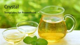  Presentation with herbal medicine healing herbs mortar - PPT theme enhanced with medical plants - herbal tea background and a yellow colored foreground