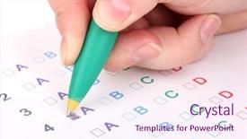  Presentation with questions - Presentation design consisting of medical politics - responding to test questions close-up background and a pink colored foreground