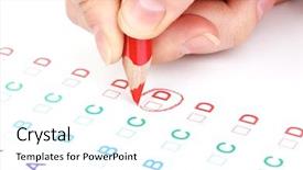  Presentation with questions - Beautiful presentation theme featuring medical politics - responding to test questions close-up backdrop and a cool aqua colored foreground