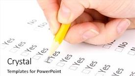  Presentation with questions - PPT theme with medical politics - responding to test questions close-up background and a white colored foreground