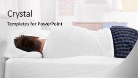  Presentation with orthopedic - Audience pleasing PPT layouts consisting of medical posture - young man lying on bed backdrop and a white colored foreground