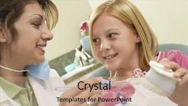  Presentation with jaw - Theme enhanced with medical preadolescence - closeup of a dentist showing background and a coral colored foreground