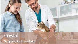  Presentation with veterinary - PPT layouts featuring medical preadolescence - doctor and girl looking background and a coral colored foreground