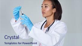  Presentation with cure - Slides enhanced with medical professional scientist researcher holding background and a sky blue colored foreground