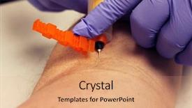  Presentation with medical analysis - Slide deck having medical professional taking real blood background and a coral colored foreground