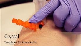  Presentation with medical analysis - Audience pleasing PPT theme consisting of medical professional taking real blood backdrop and a coral colored foreground