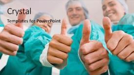  Presentation with medical teamwork - Audience pleasing presentation theme consisting of medical professional teamwork backdrop and a coral colored foreground