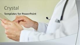  Presentation with computer network - Audience pleasing slide set consisting of medical-professional-uses-tablet-computer backdrop and a soft green colored foreground