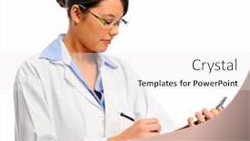  Presentation with medical clipboard - Amazing slides having medical professional with clipboard isolated on white backdrop and a white colored foreground