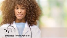  Presentation with doctor african - Amazing slide deck having medical professional working with cross backdrop and a coral colored foreground