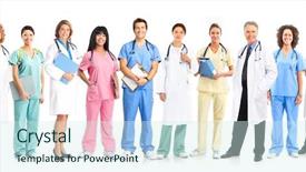  Presentation with physician - Presentation theme featuring medical professionals - doctor physician group isolated background and a cool aqua colored foreground