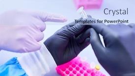  Presentation with test tube laboratory - Slides having medical-professionals-in-laboratory background and a light blue colored foreground