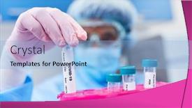  Presentation with sample - Colorful presentation design enhanced with medical-professionals-with-saliva-sample backdrop and a light blue colored foreground