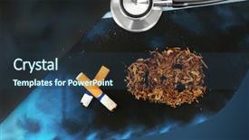  Presentation with lung - Colorful theme enhanced with medical prognosis - cigarettes and stethoscope on x-ray backdrop and a tawny brown colored foreground