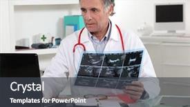  Presentation with database - Presentation theme consisting of medical prognosis - doctor entering x-ray results background and a dark gray colored foreground