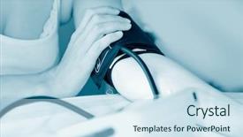  Presentation with measurement - Slides featuring medical prognosis - tonometer measurement of arterial pressure background and a sky blue colored foreground