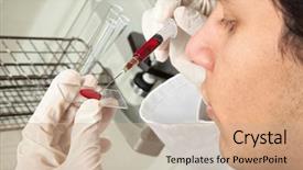  Presentation with tests - Amazing presentation having medical prognosis - young law working doing tests backdrop and a coral colored foreground