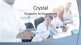  Presentation with crack glass - Presentation enhanced with medical project - behind the glass a scientist background and a white colored foreground