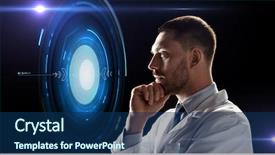  Presentation with black technology - Colorful slide deck enhanced with medical project - future technology science and people backdrop and a navy blue colored foreground