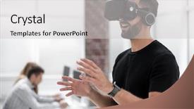  Presentation with nurse a male patient - Cool new PPT layouts with medical project - male handsome patient with modern backdrop and a light gray colored foreground