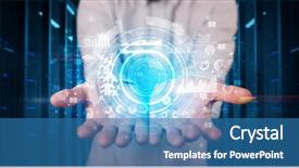  Presentation with biometric security - Slides enhanced with medical project - man holding hologram projection displaying background and a teal colored foreground