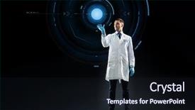  Presentation with black technology - Cool new PPT theme with medical project - science future technology and people backdrop and a wine colored foreground