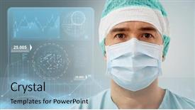  Presentation with surgery - Colorful presentation design enhanced with medical project - surgery healthcare medicine and people backdrop and a light blue colored foreground