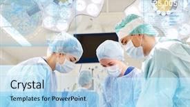  Presentation with surgery room - Audience pleasing slide set consisting of medical project - surgery healthcare medicine and people backdrop and a light blue colored foreground