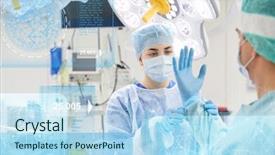 Presentation with surgery room - PPT layouts having medical project - surgery healthcare medicine and people background and a light blue colored foreground