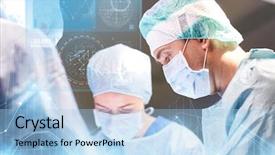  Presentation with surgery room - PPT theme enhanced with medical project - surgery healthcare medicine and people background and a light blue colored foreground