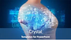  Presentation with medical graphs - Beautiful PPT layouts featuring medical project - young person holding hologram projection backdrop and a teal colored foreground