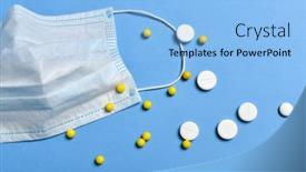  Presentation with coronavirus pills - Colorful slide set enhanced with medical-protective-face-mask backdrop and a light blue colored foreground
